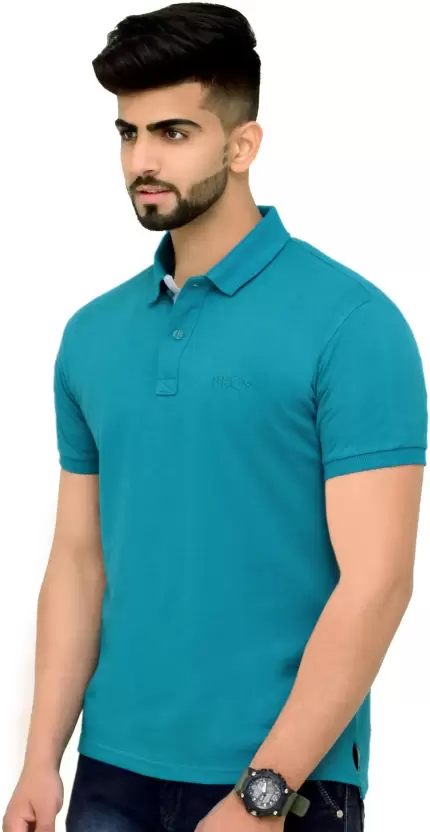 Men Solid Polo Neck Black T-Shirt